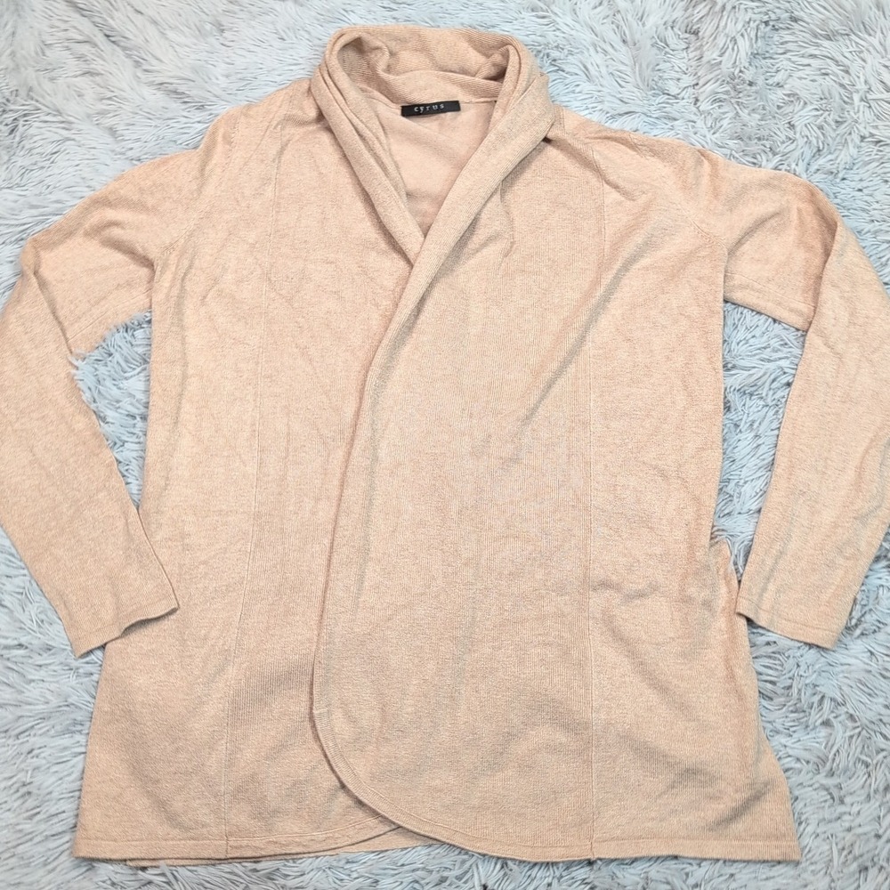 Cyrus Sweater Womens M Biege Cardigan Open Front Cottage Core Comfort‎ Casual